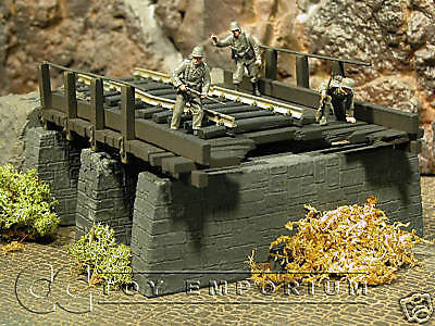 "RETIRED" Pro Built - Hand painted & Weathered Verlinden 1:35 Custom Built Deluxe Wooden Railway Bridge Ruin