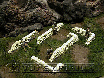 "RETIRED & BRAND NEW" Build-a-Rama 1:32 Hand Painted WWII Deluxe Straight Sandbag Wall Set #1 (5 Piece Set)