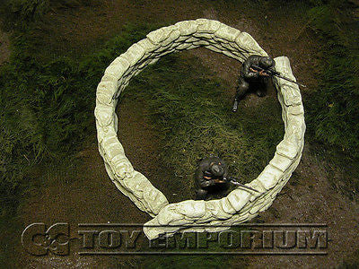 "RETIRED & BRAND NEW" Build-a-Rama 1:32 Hand Painted WWII Deluxe Curved Sandbag Wall Set #1 (2 Piece)