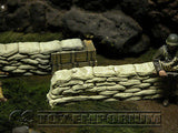 "RETIRED & BRAND NEW" Build-a-Rama 1:32 Hand Painted WWII Deluxe Straight Sandbag Wall Set #1 (5 Piece Set)