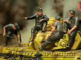 "BRAND NEW" Custom Built - Hand Painted & Weathered 1:35 Deluxe WWII German Tankmen "Refueling" Soldier Set