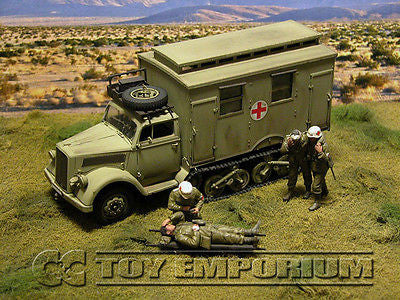 "BRAND NEW" Custom Built - Hand painted & Weathered 1:35 WWII Deluxe German DAK "Sd.Kfz.3 Maultier Ambulance -  Afrika"