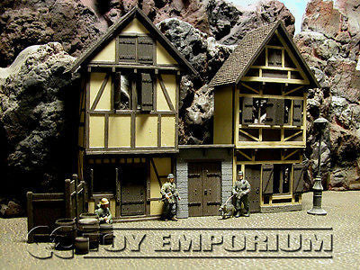 "BRAND NEW"Custom Built & Painted 1:35 Deluxe WWII Old German City Diorama 2 Building Set