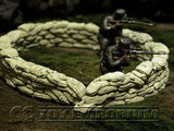 "RETIRED & BRAND NEW" Build-a-Rama 1:32 Hand Painted WWII Deluxe Curved Sandbag Wall Set #1 (2 Piece)