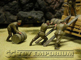 "BRAND NEW" Custom Built - Hand Painted & Weathered 1:35 WWII DAK German Soldiers "Loading Fuel Drums" Soldier Set (5 Figure Set)