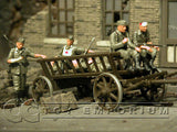 "BRAND NEW" Custom Built & Hand Painted 1:35 WWII German Wooden Cart w/ 5 Soldiers