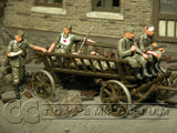 "BRAND NEW" Custom Built & Hand Painted 1:35 WWII German Wooden Cart w/ 5 Soldiers