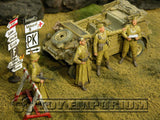 "BRAND NEW" Custom Built - Hand Painted & Weathered 1:35 WWII German DAK "Feldgendarmerie + 2 Authentic Wooden Sign Posts" Soldier Set (4 Figure Set)