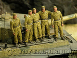 "BRAND NEW" Custom Built - Hand Painted & Weathered 1:35 WWII German "DAK Tiger 1 Tank Crew" Soldier Set (5 Figure Set)