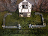 "BRAND NEW" 1:32 Custom Painted Deluxe Stone Wall w/Posts Exclusive Set (10 Piece Set)