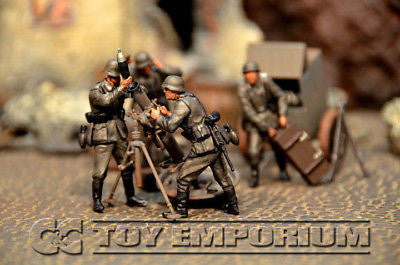 "BRAND NEW" Custom Built - Hand Painted & Weathered 1:35 WWII Deluxe "120mm Heavy Mortar Gun Crew" Set (4 Figure Set)