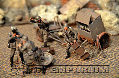 "BRAND NEW" Custom Built - Hand Painted & Weathered 1:35 WWII Deluxe "120mm Heavy Mortar Gun Crew" Set (4 Figure Set)