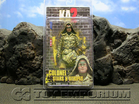 "BRAND NEW & SOLD OUT" NECA Kick Ass 2 Series 2 Colonel Stars & Stripes With Hood & Eisenhower The Dog Action Figure Set (1) MINT On Card