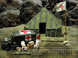 "RETIRED & BRAND NEW" Build-a-Rama 1:32 Scale Hand Painted WWII Field Hospital Flag Pole Set