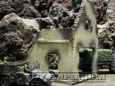 "RETIRED & BRAND NEW" Build-a-Rama 1:32 Hand Painted WWII Deluxe 2 Story Garage Ruin w/ 2nd Floor & Base