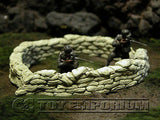"RETIRED & BRAND NEW" Build-a-Rama 1:32 Hand Painted WWII Deluxe Curved Sandbag Wall Set #1 (2 Piece)