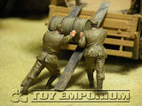 "BRAND NEW" Custom Built - Hand Painted & Weathered 1:35 WWII DAK German Soldiers "Loading Fuel Drums" Soldier Set (5 Figure Set)