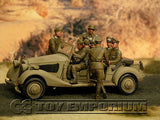 "BRAND NEW" Custom Built - Hand Painted & Weathered 1:35 WWII Deluxe German "Rommel's Staff Car" Set With 8 Figures