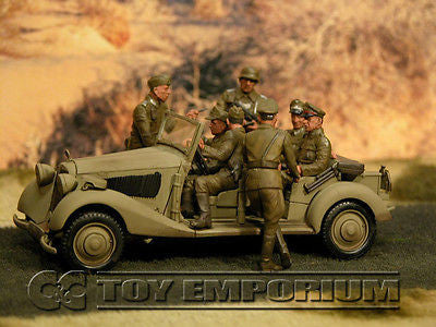 "BRAND NEW" Custom Built - Hand Painted & Weathered 1:35 WWII Deluxe German "Rommel's Staff Car" Set With 8 Figures