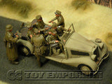 "BRAND NEW" Custom Built - Hand Painted & Weathered 1:35 WWII Deluxe German "Rommel's Staff Car" Set With 8 Figures