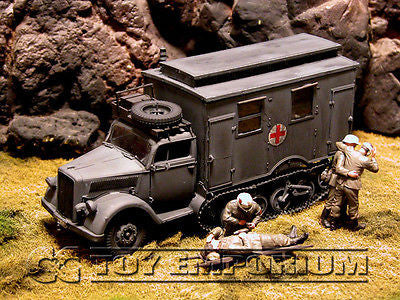 "BRAND NEW" Custom Built - Hand Painted & Weathered 1:35 WWII Deluxe German "Sd.Kfz.3 Maultier Ambulance - Normandy"