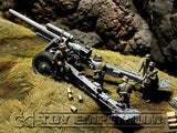 "BRAND NEW" Custom Built - Hand Painted & Weathered 1:35 WWII Deluxe German sFH 18 Howitzer & Limber w/ 6 Man Gun Crew