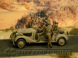 "BRAND NEW" Custom Built - Hand Painted & Weathered 1:35 WWII Deluxe German "Rommel's Staff Car" Set With 8 Figures