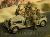 "BRAND NEW" Custom Built - Hand Painted & Weathered 1:35 WWII Deluxe German "Rommel's Staff Car" Set With 8 Figures