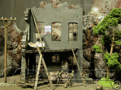 "RETIRED" Hand Painted & Weathered "COMPLETELY ASSEMBLED" 1:35 WWII Custom 3 Story Home Ruin