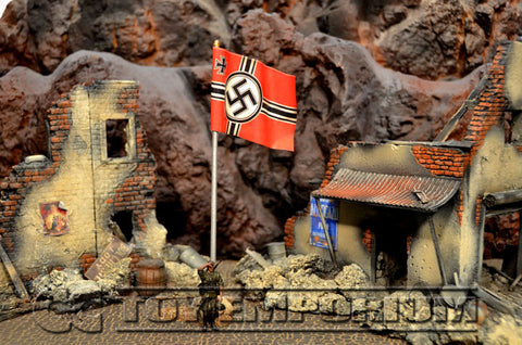 "RETIRED & BRAND NEW" Build-a-Rama 1:32 Scale Hand Painted WWII German Battle Flag Pole Set