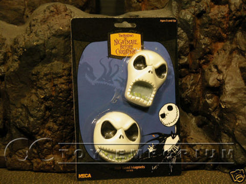 Very RARE & SOLD OUT Nightmare Before Christmas Jack Heads Magnet Set (2) MINT On Card