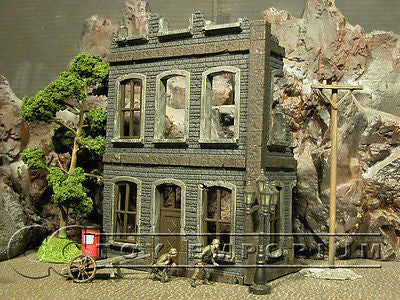"RETIRED" Pro Built - Hand painted & Weathered Verlinden 1:35 WWII Custom 3 Story Home Ruin