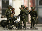 "BRAND NEW" Custom Built - Hand Painted & Weathered 1:35 WWII US Soldier Set "Hold UP" w/ Wooden Cart & Horses (6 Figure Set)