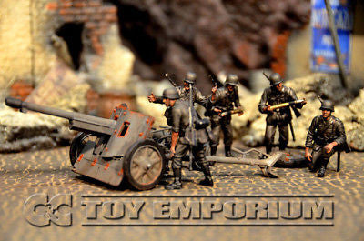 "BRAND NEW" Custom Built - Hand Painted & Weathered 1:35 WWII German Pak 97/38 w/Heer Gun Crew (5 Figure Set)