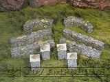 "BRAND NEW" 1:32 Custom Painted Deluxe Stone Wall w/Posts Exclusive Set (10 Piece Set)