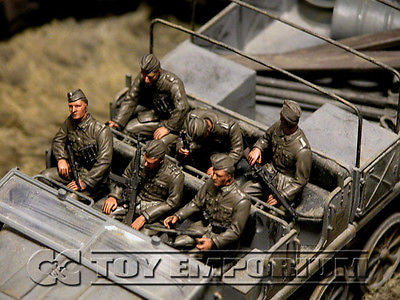 "BRAND NEW" Custom Built - Hand Painted & Weathered 1:35 WWII German Half Track Riders (6  Figure Set)