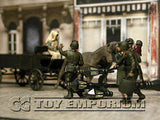 "BRAND NEW" Custom Built - Hand Painted & Weathered 1:35 WWII US Soldier Set "Hold UP" w/ Wooden Cart & Horses (6 Figure Set)