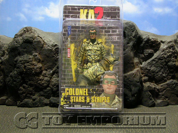 "BRAND NEW & SOLD OUT" NECA Kick Ass 2 Series 2 Colonel Stars & Stripes Without Hood Variant & Eisenhower The Dog Action Figure Set (1) MINT On Card