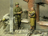 "BRAND NEW" Custom Built - Hand Painted & Weathered 1:35 WWII US "101st Paratrooper & Woman With Baby, France, 1944" Soldier Set (2 Figure Set)