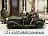 "BRAND NEW" Custom Built - Hand Painted & Weathered 1:35 WWII German "SS Officer's Staff Car" Soldier Set  (8)