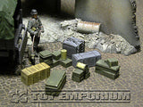 "RETIRED & BRAND NEW" Build-a-Rama 1:32 Hand Painted WWII Deluxe Crate, Gear & Box Set (7 Piece Set)