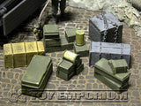 "RETIRED & BRAND NEW" Build-a-Rama 1:32 Hand Painted WWII Deluxe Crate, Gear & Box Set (7 Piece Set)