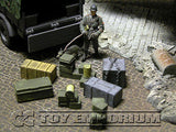 "RETIRED & BRAND NEW" Build-a-Rama 1:32 Hand Painted WWII Deluxe Crate, Gear & Box Set (7 Piece Set)