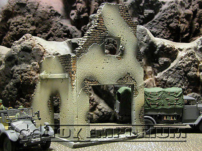 "RETIRED & BRAND NEW" Build-a-Rama 1:32 Hand Painted WWII Deluxe 2 Story Garage Ruin w/ 2nd Floor & Base
